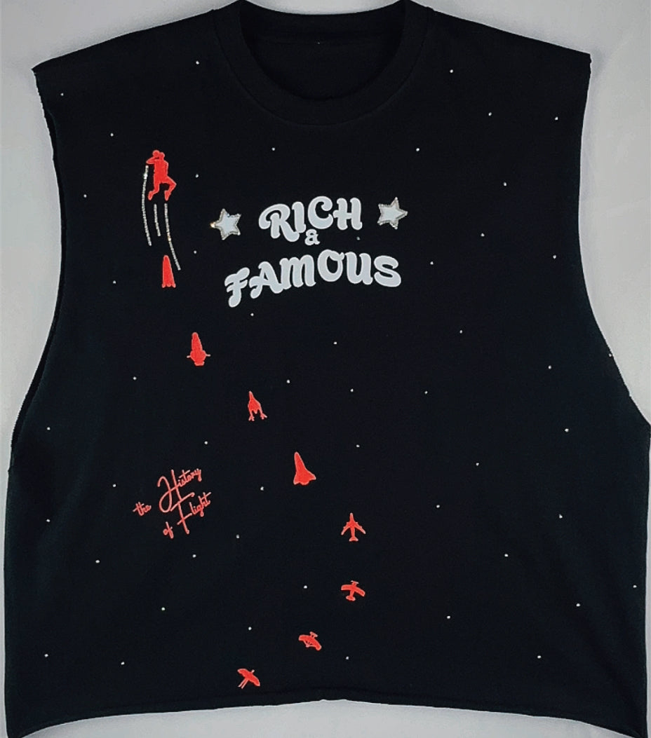 THE HISTORY OF FLIGHT JORDAN- RICH & FAMOUS CUT OFF T-SHIRT FOR MEN