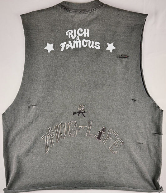 2 PAC SHAKUR- RICH & FAMOUS CUT OFF T-SHIRT FOR MEN