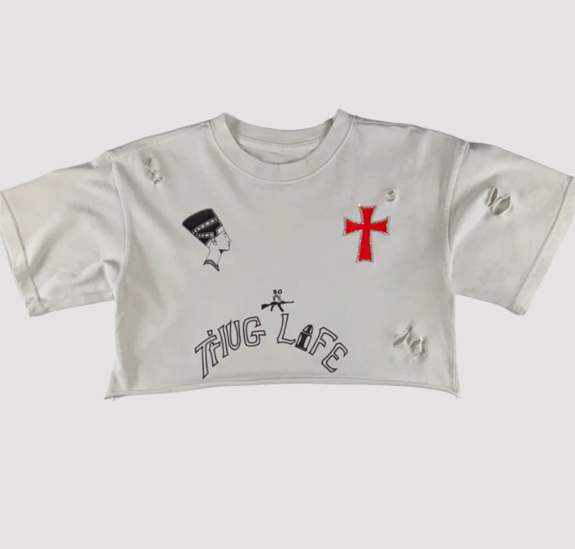 2PAC - THUG LIFE CROP TOP T-SHIRT FOR WOMEN
