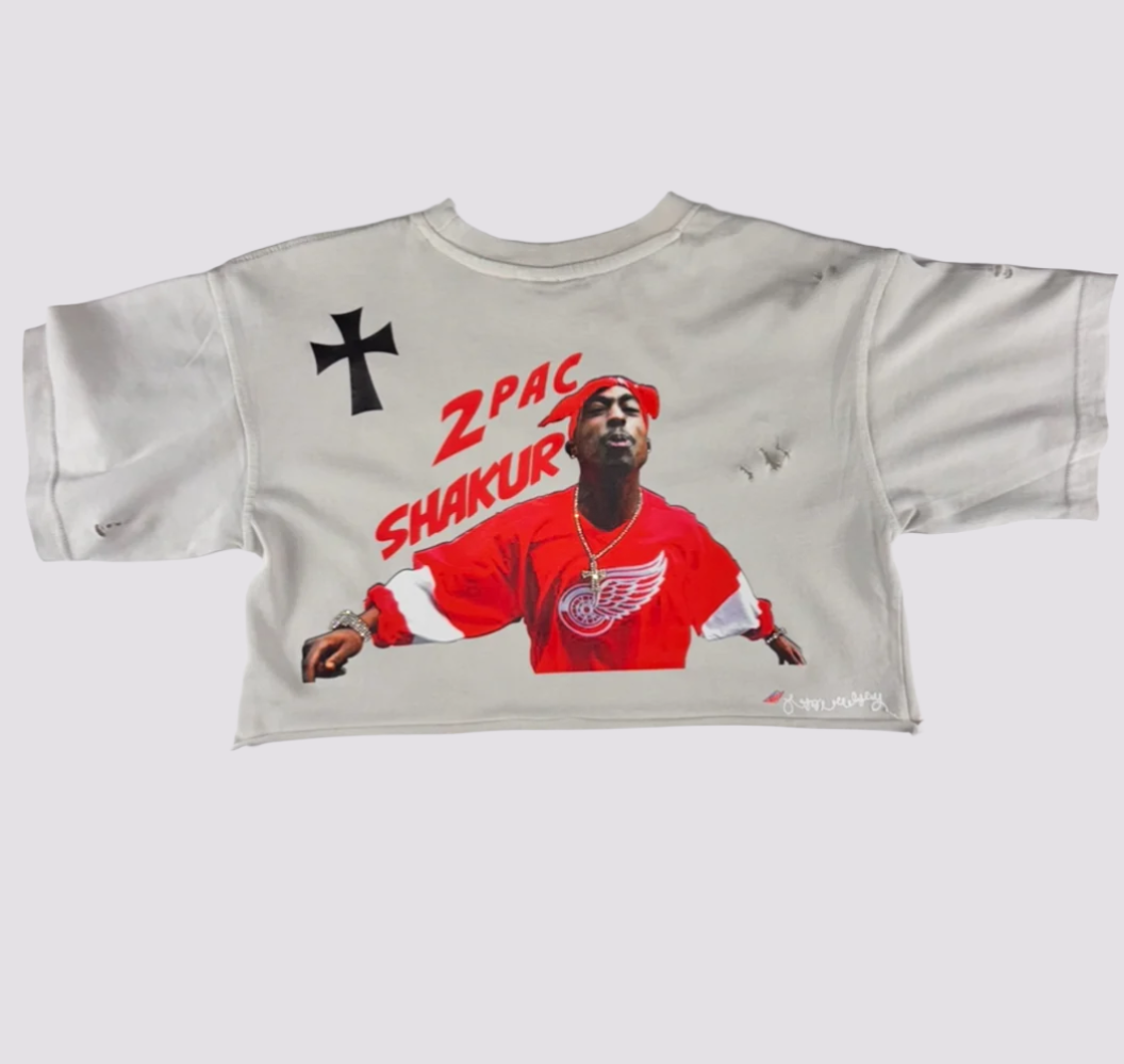 2PAC - THUG LIFE CROP TOP T-SHIRT FOR WOMEN