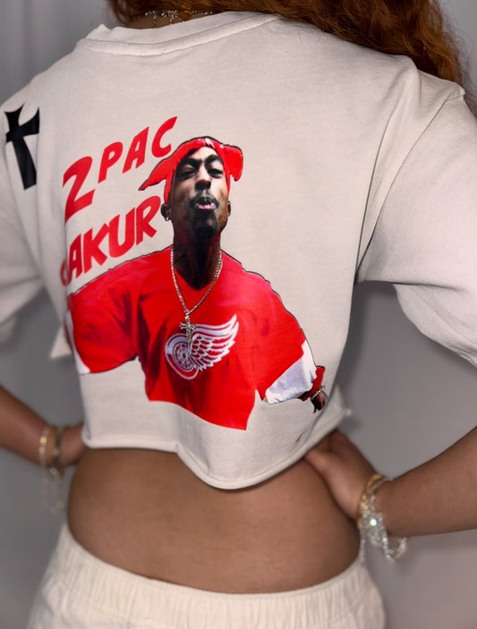2PAC - THUG LIFE CROP TOP T-SHIRT FOR WOMEN