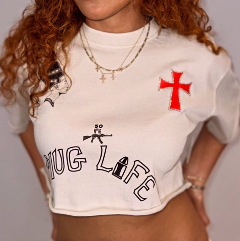 2PAC - THUG LIFE CROP TOP T-SHIRT FOR WOMEN